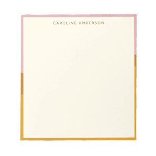 Bloc-note Bordure rose moutarde moderne personnalisée avec n
