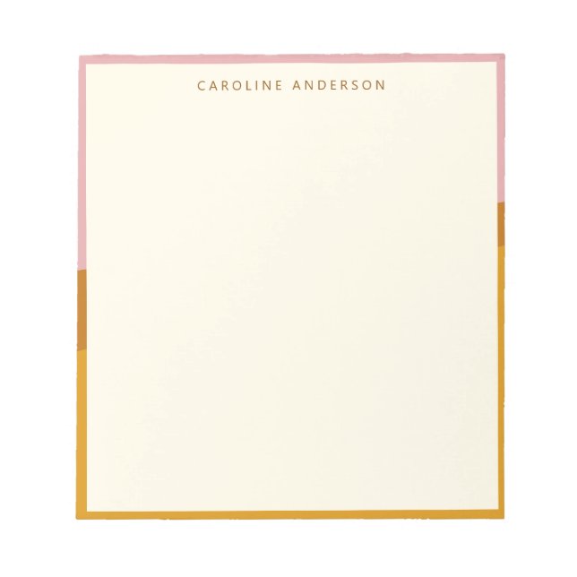 Bloc-note Bordure rose moutarde moderne personnalisée avec n (Devant)