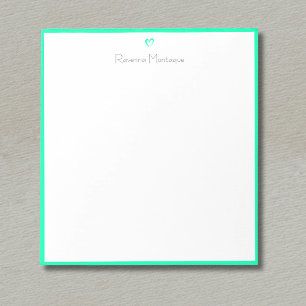Bloc-note Bordure Vert Mousse et Cœur Nom de Script Personna