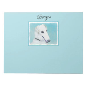 Bloc-note Borzoi (White) Painting - Cute Original Dog Art