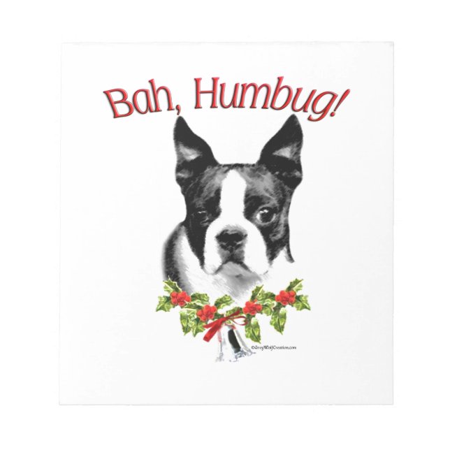Bloc-note Boston Terrier Bah Humbug (Devant)