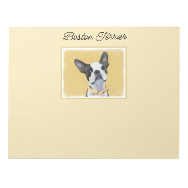 Bloc-note Boston Terrier Peinture - Cute Original Chien Art (Devant)