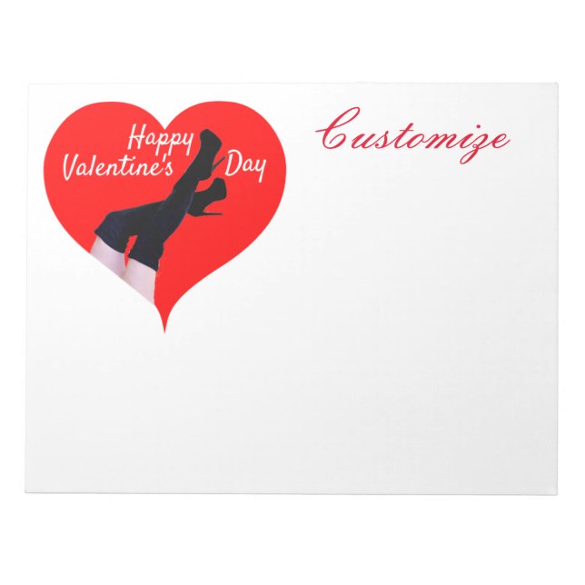 Bloc-note Bottes de haute cuisse du coeur rouge Valentine Th (Devant)