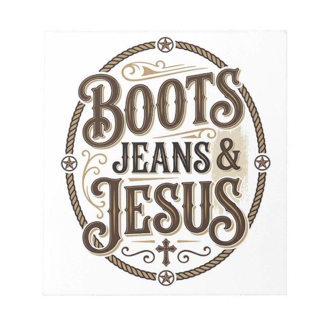 Bloc-note Bottes Jeans & Jésus Foi Occidentale Vintage (Devant)