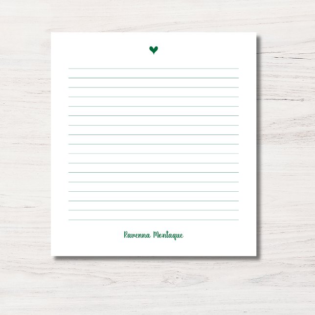 Bloc-note Bottle Vert Petit Cœur Nom Manuscrit Ligné (Créateur téléchargé)