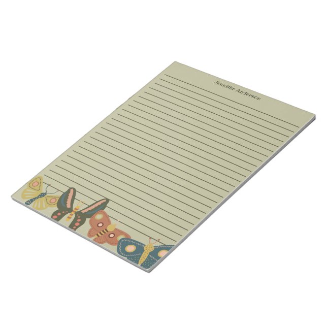 Bloc-note Bouches d'art populaire, Papillons Linked Sage Ver (Incliné)