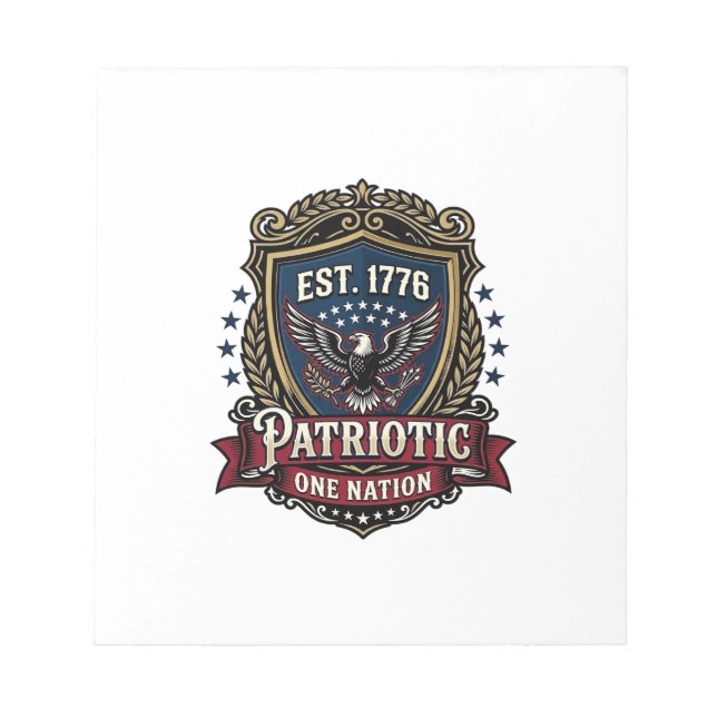 Bloc-note Bouclier de bataille patriotique 1776 Sym inspiré  (Devant)