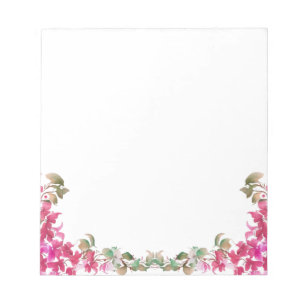 Bloc-note Bougainvillea Fleurs Aquarelle Magenta Note Card