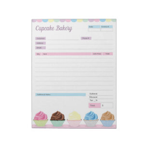 Bloc-note Boulangerie Cupcake Thème Commande Formulaire fact