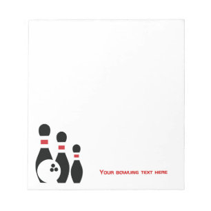 Bloc-note Boule de bowling et broches personnalisées