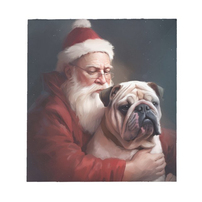 Bloc-note Bouledogue avec le Père Noël Noël Festif (Devant)