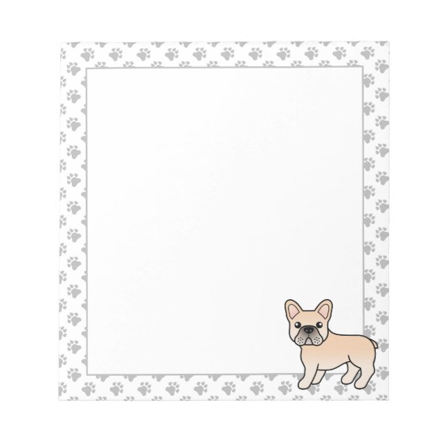 Bloc-note Bouledogue français crème Chien de dessin animé mi (Devant)