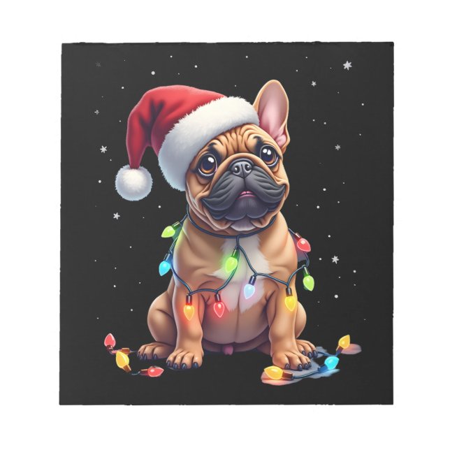 Bloc-note Bouledogue français éclairage de Noël Père Noël Bo (Devant)