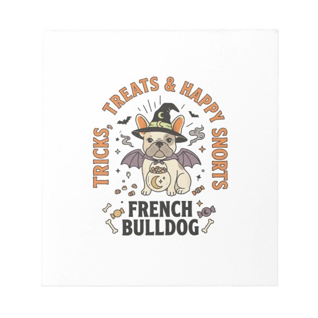 Bloc-note Bouledogue Français Farceur Halloween (Devant)