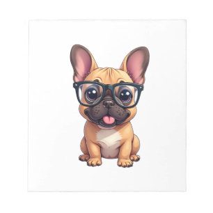 Bloc-note Bouledogue français portant des lunettes