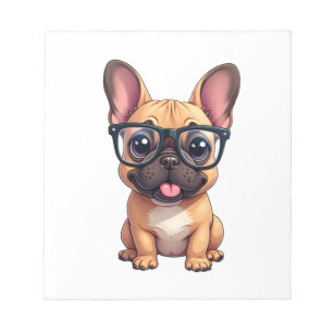 Bloc-note Bouledogue français portant des lunettes