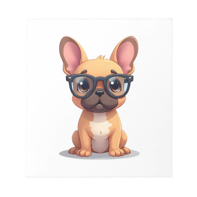 Bloc-note Bouledogue français portant des lunettes Copie (Devant)