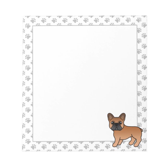 Bloc-note Bouledogue français rouge mignon chien de dessin a (Devant)