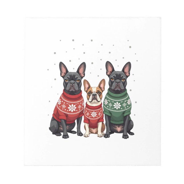 Bloc-note Bouledogues français de Noël Frenchie de Noël Chie (Devant)