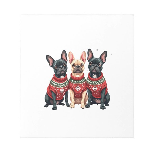 Bloc-note Bouledogues français de Noël Frenchie de Xmas (Devant)