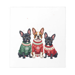 Bloc-note Bouledogues français de Noël Xmas Frenchie Chien 4