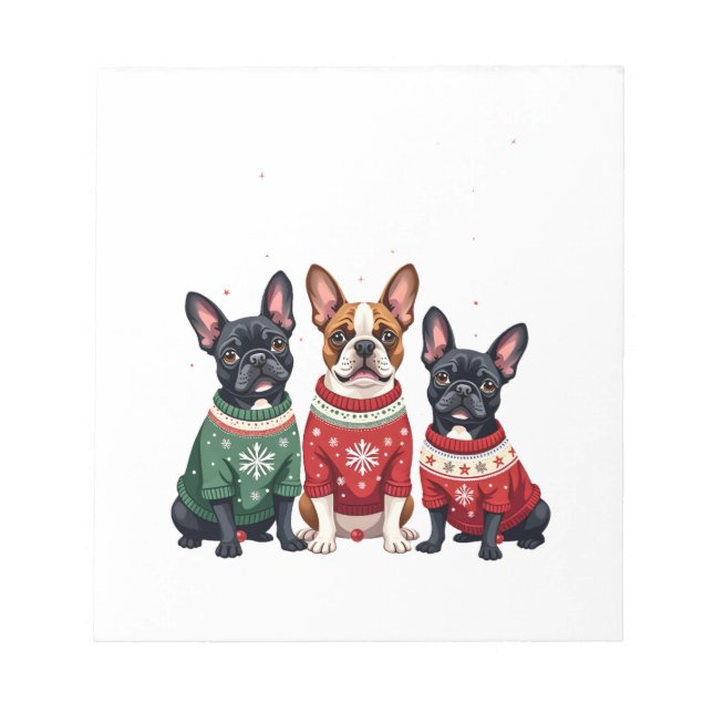 Bloc-note Bouledogues français de Noël Xmas Frenchie Chien 4 (Devant)