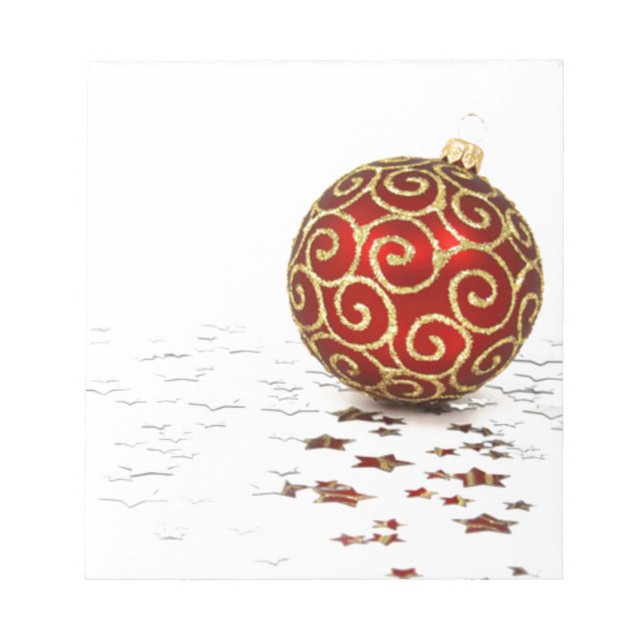 Bloc-note Boules de Noël rouges décoratives (Devant)