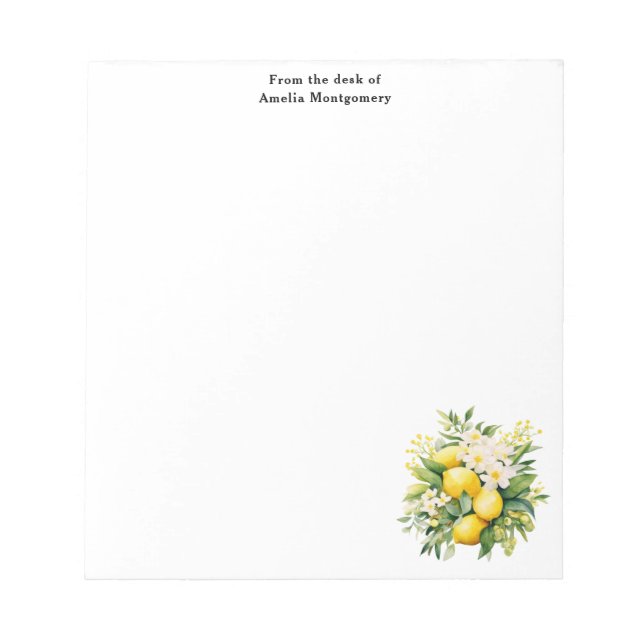 Bloc-note Bouquet de citron avec fleurs blanches (Devant)