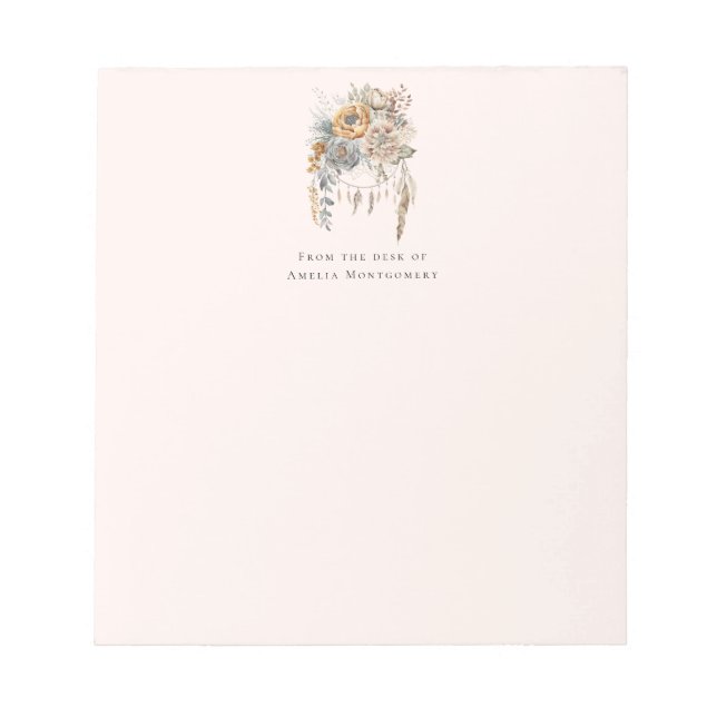 Bloc-note Bouquet de fleurs Boho et Dreamcatcher (Devant)