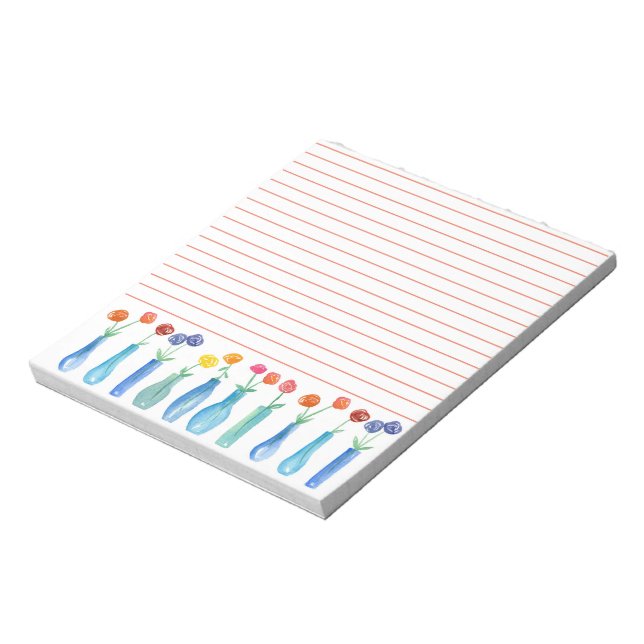 Bloc-note Bouquet de fleurs d'aquarelle rose orange (Tourné)