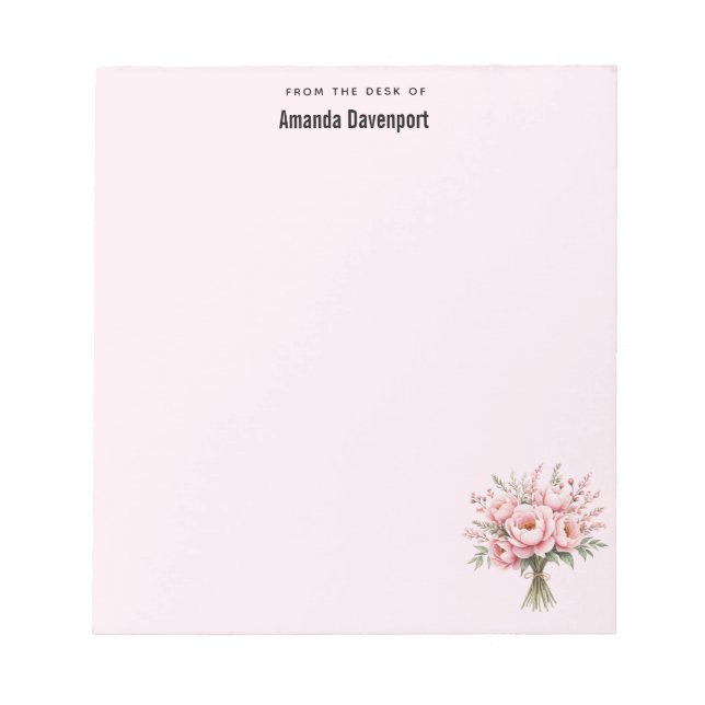 Bloc-note Bouquet de fleurs de pivoine rose jolie (Devant)