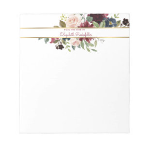Bloc-note Bouquet floral Boho Gold Boho de la marine Bourgog