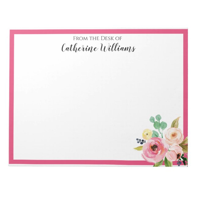 Bloc-note Bouquet floral Boho Pénpal rose sur mesure (Devant)