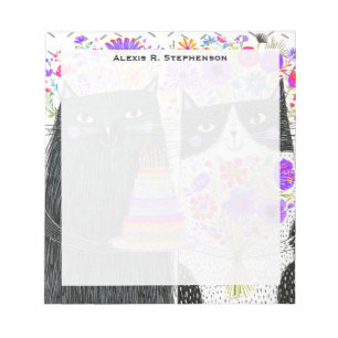 Bloc-note Bouquet floral de chats de fête d'anniversaire fan