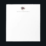 Bloc-note Bouquet floral de prune d'ivoire moderne<br><div class="desc">Style design moderne et élégant ivoire blanc et prune violet bouquet floral style,  bloc-notes personnalisé avec nom. Le style et la couleur de la police de texte peuvent être customisés.</div>