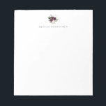 Bloc-note Bouquet floral de prune d'ivoire moderne<br><div class="desc">Style design moderne et élégant ivoire blanc et prune violet bouquet floral style,  bloc-notes personnalisé avec nom. Le style et la couleur de la police de texte peuvent être customisés.</div>