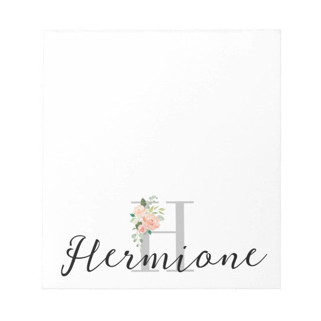 Bloc-note Bouquet floral sur Monogramme et nom personnalisés (Devant)
