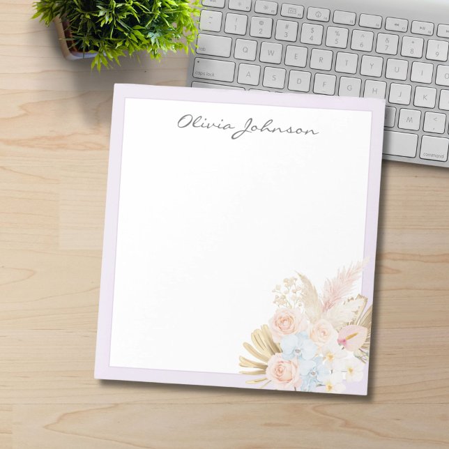 Bloc-note Bouquet Floral Tropical Fleur Pretty Monogrammé (Créateur téléchargé)