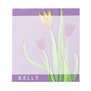 Bloc-note Bouquet personnalisé de tulipes violettes et jaune