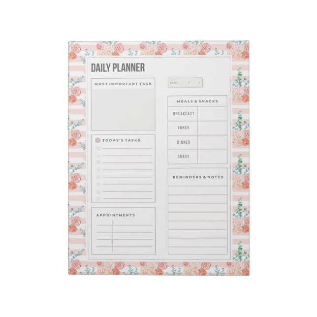Bloc-note Bouquet Rose aquarelle 40 pages Planificateur quot (Tourné)