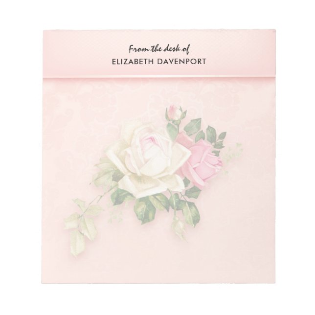 Bloc-note Bouquet rose et rose blanche (Devant)