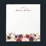 Bloc-note Bourgogne Rouge Floral Stationery sociale personna<br><div class="desc">Plus de jolis Notepads dans le Little Bayleigh Store!</div>