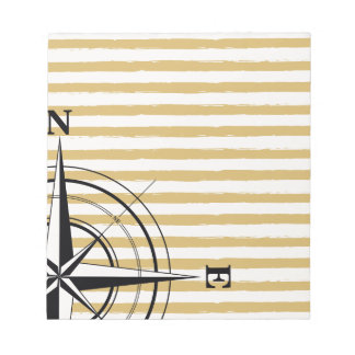 Bloc-note Boussole Nautique Stripes ivoire Taupe Noir
