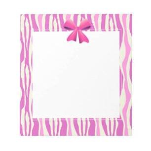Bloc-note Bow rose avec des rayures de zèbre rose