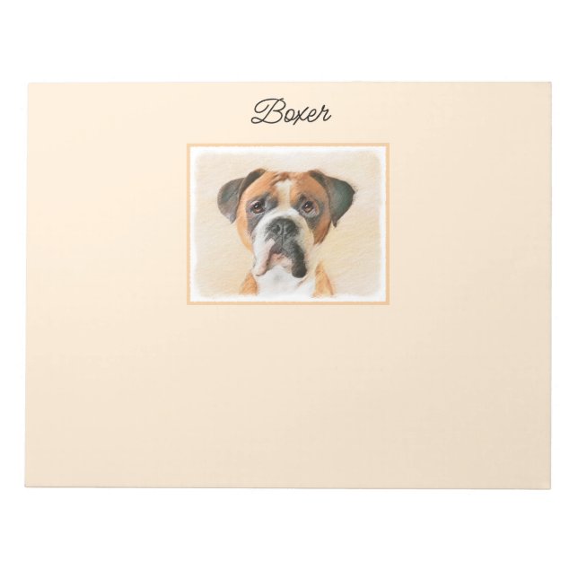 Bloc-note Boxer Dog Peinture Non Décroché Art animal origina (Devant)