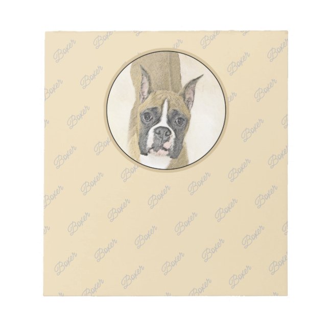 Bloc-note Boxer Peinture - Cute Original Chien Art (Devant)