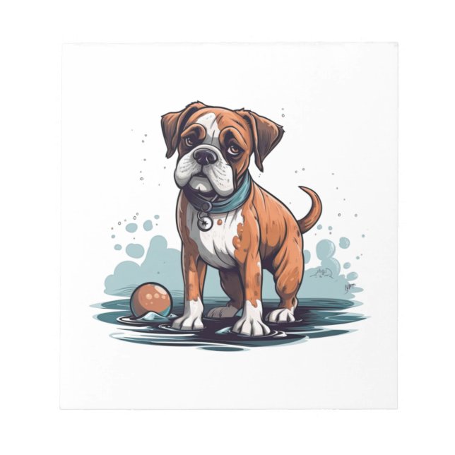 Bloc-note Boxer slips de design PupArt - Graphique de chien  (Devant)