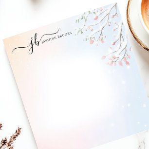 Bloc-note Branche enneigée d'hiver aquarelle personnalisée