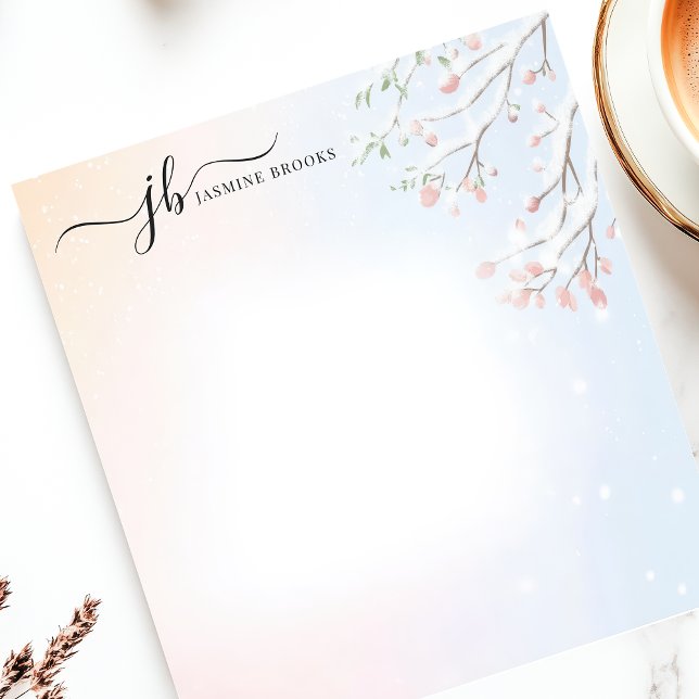 Bloc-note Branche enneigée d'hiver aquarelle personnalisée (Créateur téléchargé)
