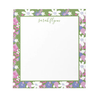 Bloc-note Bright Floral Pink and White Notepad
